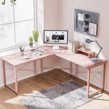 Rose gold store l shaped desk